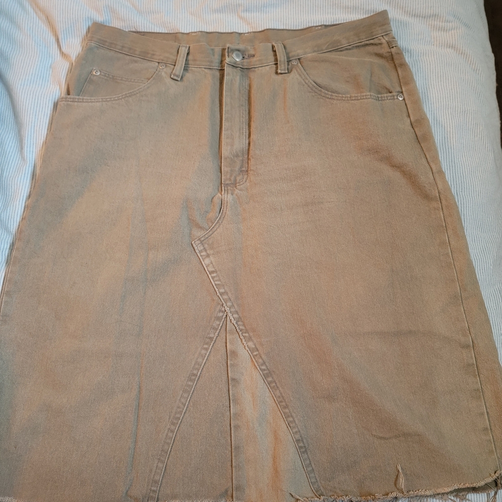 Wrangler Tan Denim Knee Length Skirt